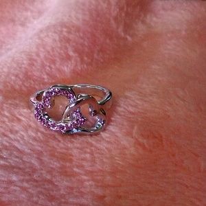 Ladies size 7 white GF Pink Sapphire heart Ring